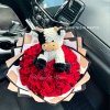 Rose bouquet with cow plushie