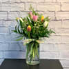 Gorgeous vase of one dozen tulips!  Colors may vary based on