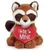 Plush Valentine red panda with a red heart. On the heart, there