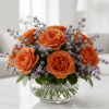 Pumpkin Spice arrangement  - orange roses with sea lavender accents. An