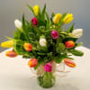 15 MIXED TULIPS ARRANGED IN A VASE BY TWIN TOWERS FLORIST (COLORS