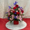One of our 2025 Valentine's Day Specials! A glittery, red cube vase