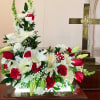 Cremation arrangement. Arrangement designed in red and White colors. Colors can be