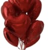 A stunning set of 10 red heart-shaped foil balloons, perfect for Valentine&rsquo;s