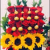 18 Roses and 4 Sunflowers, 12 Ferrero Chocolates arrange in a box