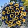 36 blue roses,20 sunflowers 