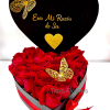 A romantic heart-shaped box arrangement featuring 24 premium red roses, designed with