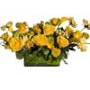 A bright blend of yellow calla lilies, yellow roses, curly yellow gerbera