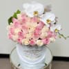 50 Premium Pink and White Roses with a stem of Orchids