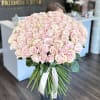 A gorgeous handcrafted bouquet of 100  pink  heart shaped roses