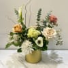 "Florence" in a golden vase is a versatile floral arrangement suitable for