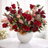 Lovely mix of unique gorgeous blooms. Romantic red and burgundy color palette.