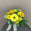 This bright yellow arrangement is full of sunshine! Sunflowers, gerbera daisies, Viking