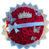 Spectacular bouquet with 100 red roses wrapped in Korean paper, with a
