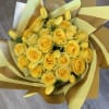 20 yellow roses and 10 yellow tulips as a ramo buchon wrapped