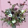 A Gorgeous Design with pale pinks, ivory, peaches &amp; burgundies. Arrangement will
