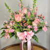 Soft blush blooms come together in this romantic, garden-inspired Valentine&rsquo;s arrangement. Featuring