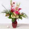 Gorgeous red vase arrangement of mixed flowers perfect for valentines day!