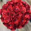 A bouquet of 36 roses in a buchon style, adorned with sparkling