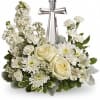 Radiant keepsake crystal cross is the center of this elegant all white