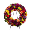 Assorted flowers perfectly arranged in the form of a wreath, to create