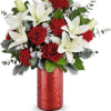Passionate yet elegant, the Scarlet Embrace Bouquet blends red roses, white lilies