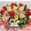 A Beautiful Bouquet Decorated with Red and Pink Roses. This is a