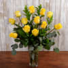 Great, bright idea! Cheerful flower bouquet of one dozen yellow roses. An