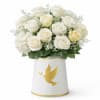 A premium-quality arrangement featuring ivory and white roses, lush white hydrangea, delicate