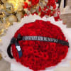 A bold, romantic bouquet of over 50 red roses, featuring the question