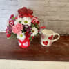 Red or white heart mug with valentine florals and a red heart
