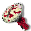 A vibrant array of 50 red and white roses artistically arranged, showcasing