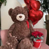 Extra Large Teddy Bear, approximately 4 ft tall, with a rose box