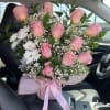 Buyer will receive an arrangement with pink roses 
