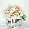 Beatiful Arrangement in Soft pink and white colors  in a silver
