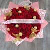 Red flowers wrapped whit dior paper's 