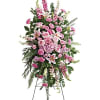 This glorious spray of pink hydrangea, roses and lilies is an especially