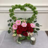 Stunning Valentine&rsquo;s Day arrangement with red roses, pink gerbera daisies (may be