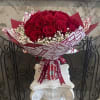 16'' H  long Stems Red Roses With A Full Circle Baby