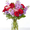 A bouquet fit for a royal with soft stems of stock, contrasting