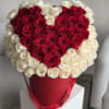 This beautiful box contains a combination of 65-75 fresh roses in a