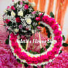 Funeral - Medium Wreath With Hot Pink ,Purple, And White Roses
