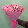 This sparkling and fun bouquet has pink roses, tulips, and light pink
