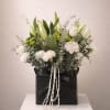 Elegant arrangement in a black metal box
