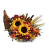 Celebrate the beauty of the harvest season with this radiant cornucopia bursting