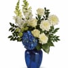 Sending this brilliant blue and white bouquet will surely garner oceans of