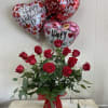 One dozen roses and some mylar balloons.....Shout it to the world, "you