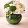 Beautiful white and green arrangement in a glass bowl 