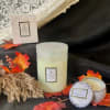 Candles available is 3 sizes. Standard 4oz Mini Tin, Deluxe 9oz glass