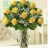 A dozen gorgeous yellow roses are the perfect romantic gift to send